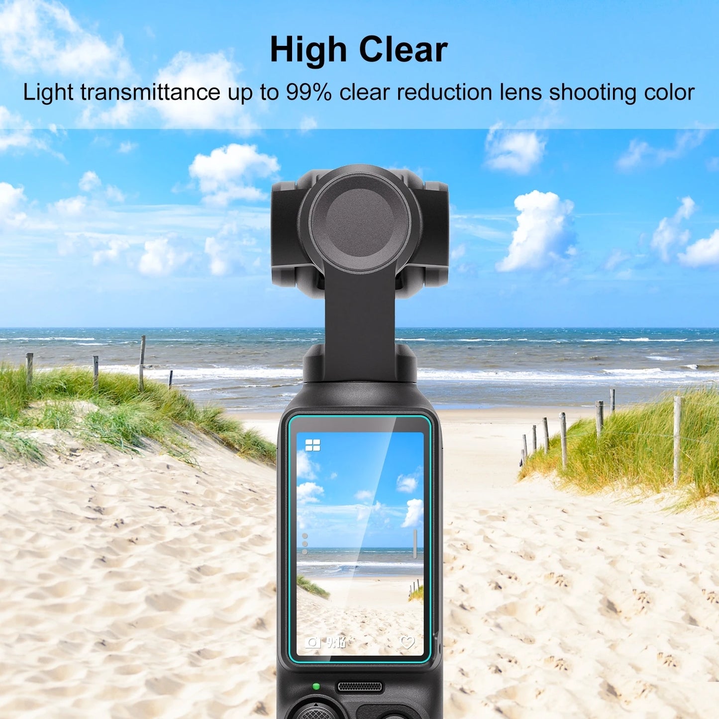 PULUZ for DJI OSMO Pocket 3 9H 2.5D HD Tempered Glass Lens Protector + Screen Film Transparent