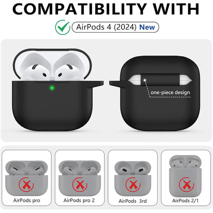 for AirPods 4 Case Cover (2024) with Cleaner Kit,Soft Silicone Protective Case for Apple AirPods 4th Generation Case for Women M